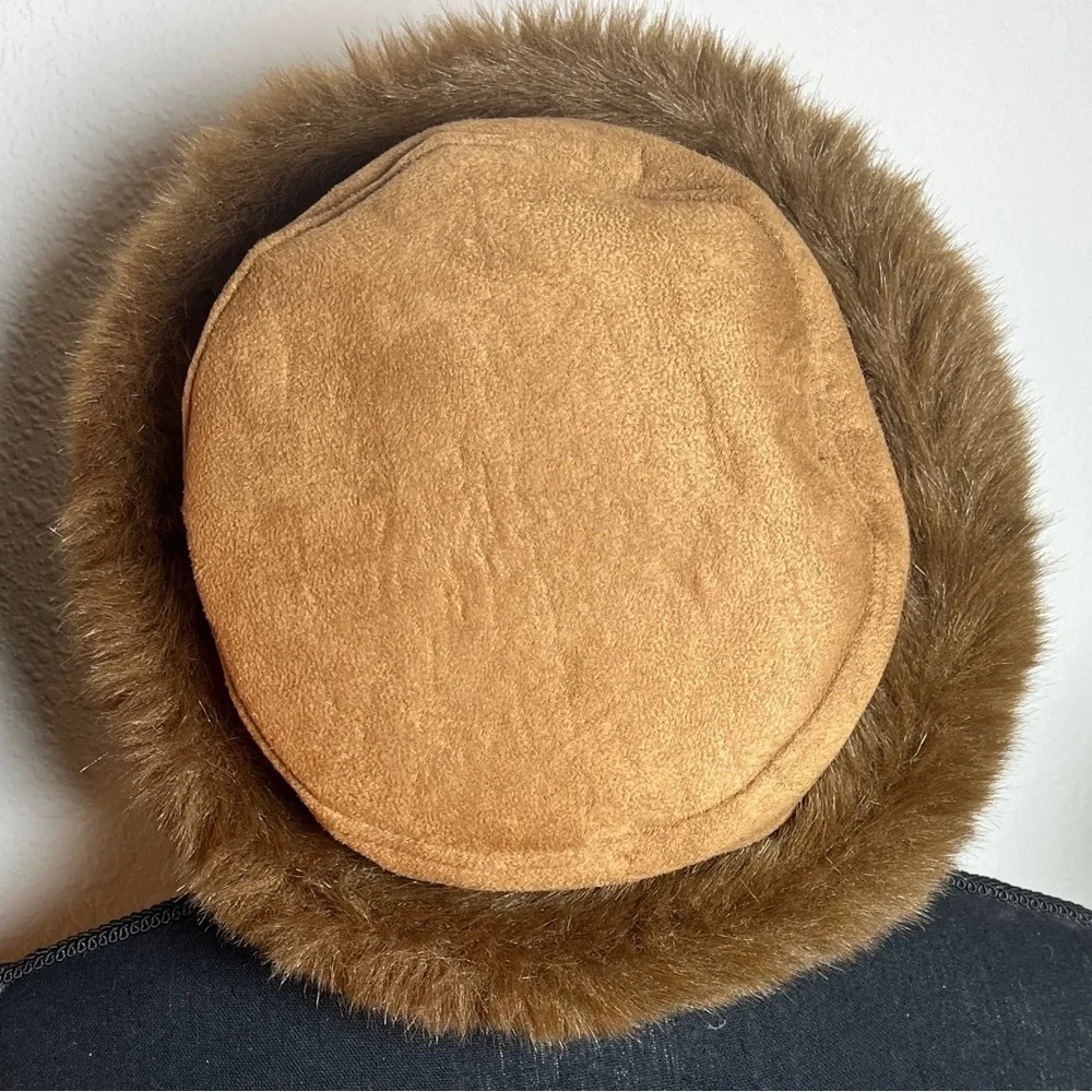 Betmar New York Women’s Faux Suede Tan Hat with Faux Fur Trim Size: O/S